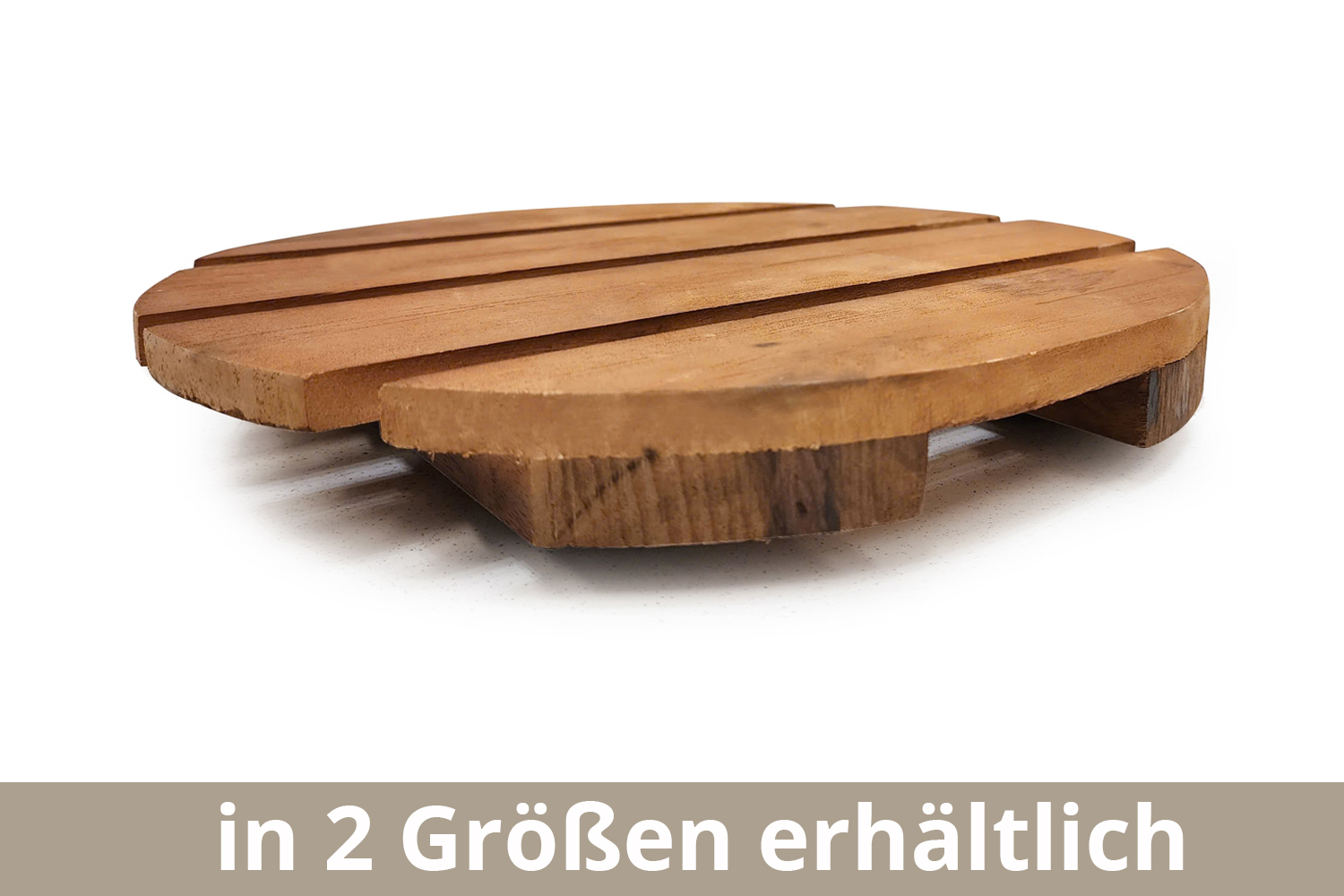 Pflanzenroller Blumenroller mit versteckten Rollen rund Akazienholz Ø40 cm