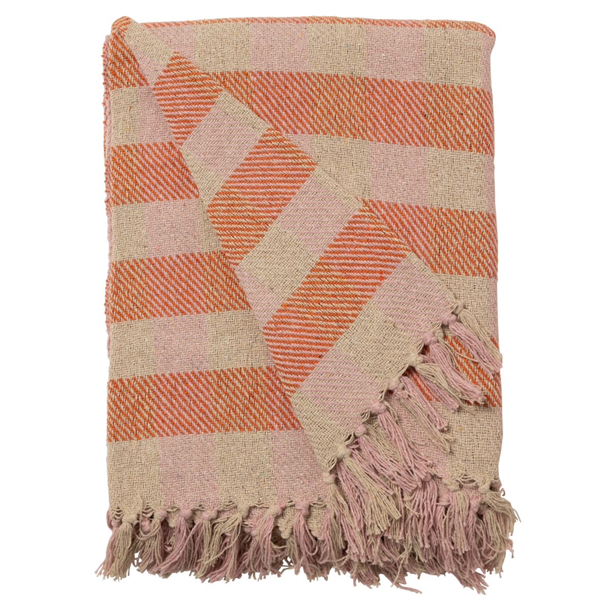 Decke Überwurf Würfel 100% Baumwolle 130x180 cm Skandinavisch Hellrosa-Orange Decke Überwurf Würfel 100% Baumwolle 130x180 cm Skandinavisch