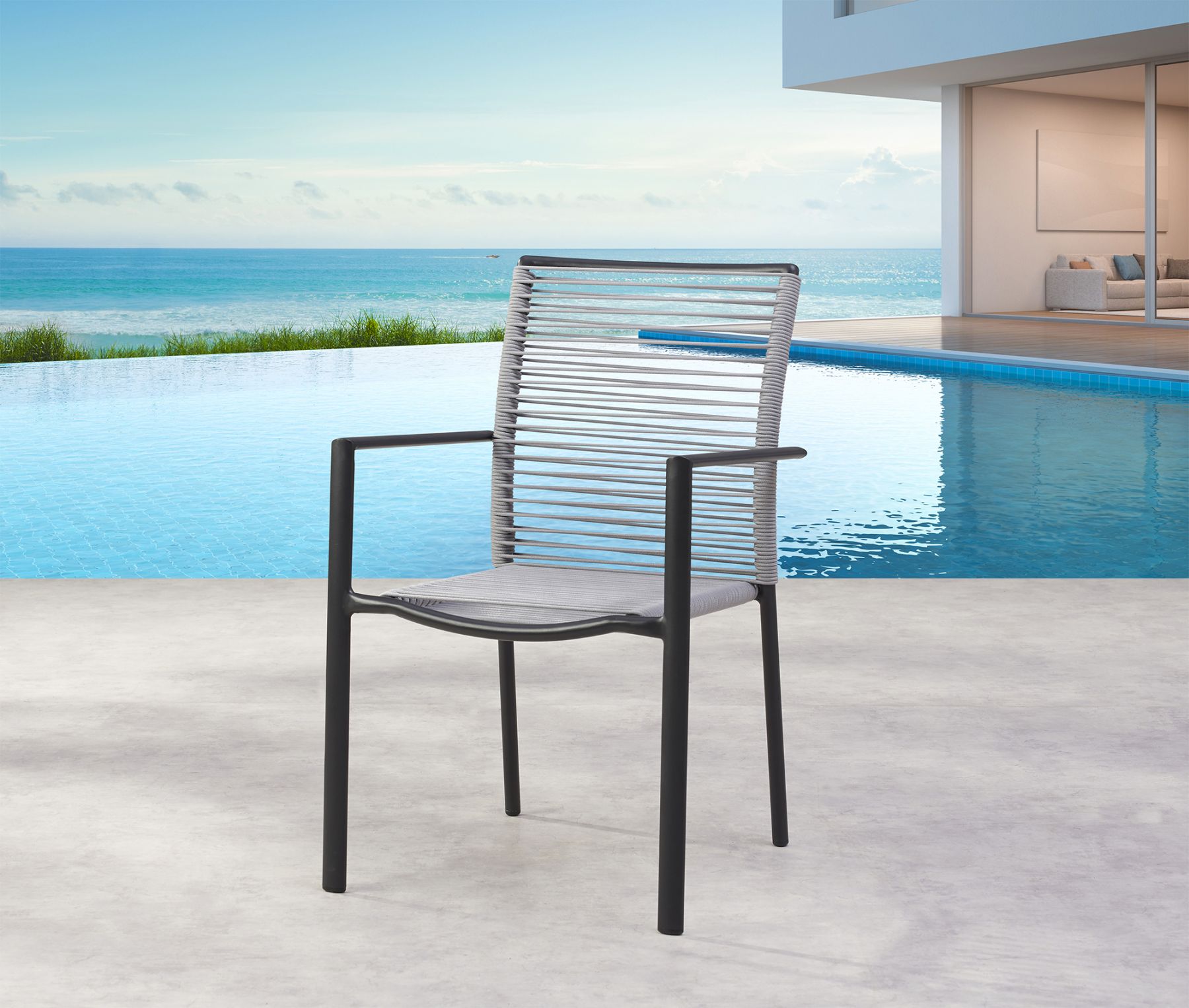 Dining-Sessel Stapelstuhl VINCENZA Armlehnstuhl Gartenstuhl Anthrazit/Grau Dining-Sessel Stapelstuhl VINCENZA Armlehnstuhl Gartenstuhl Anthrazit/Grau