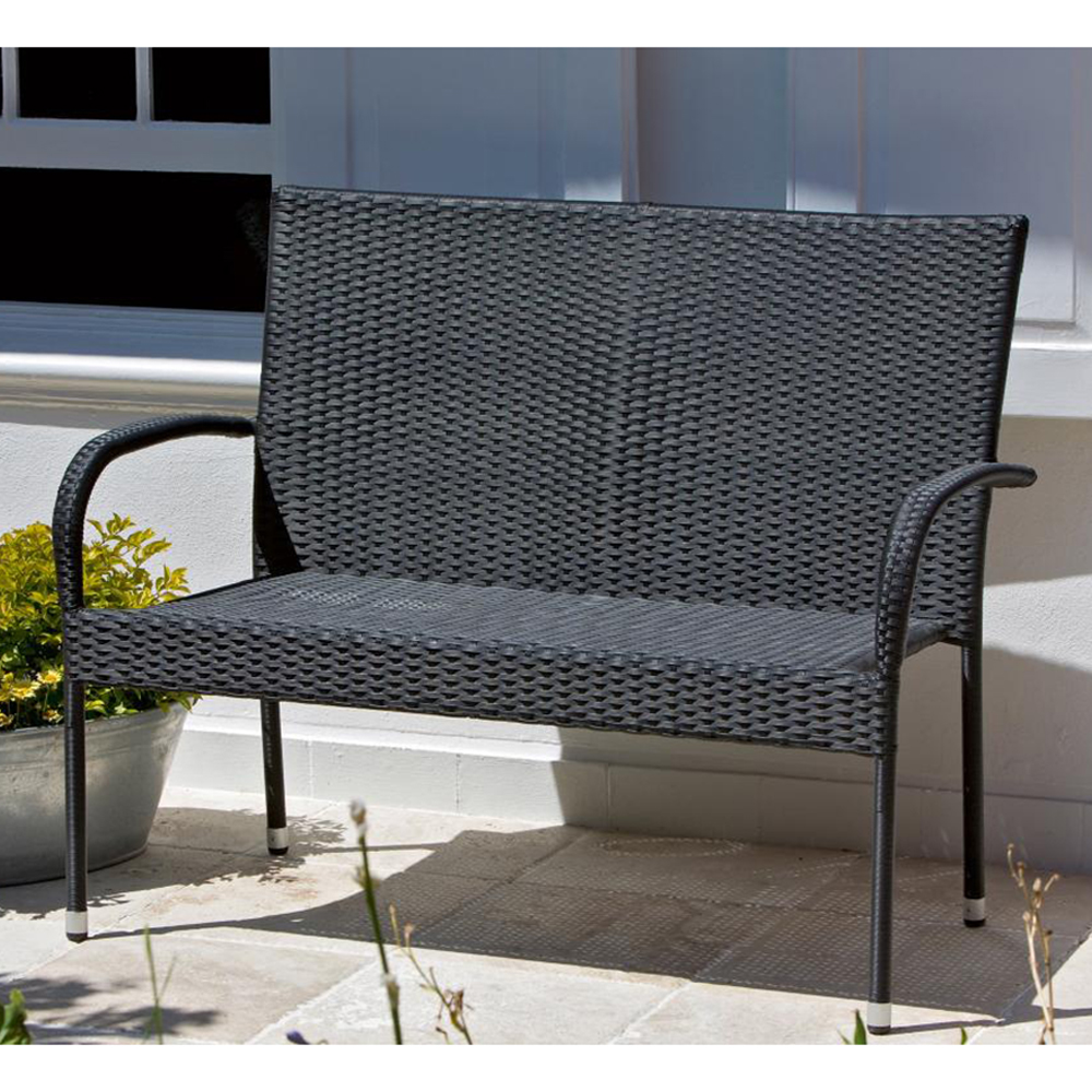 Gartenbank Bank Polyrattan PALERMO 2er Sitzbank Rattan Gartenmöbel schwarz Gartenbank Bank Polyrattan PALERMO 2er Sitzbank Rattan Gartenmöbel schwarz