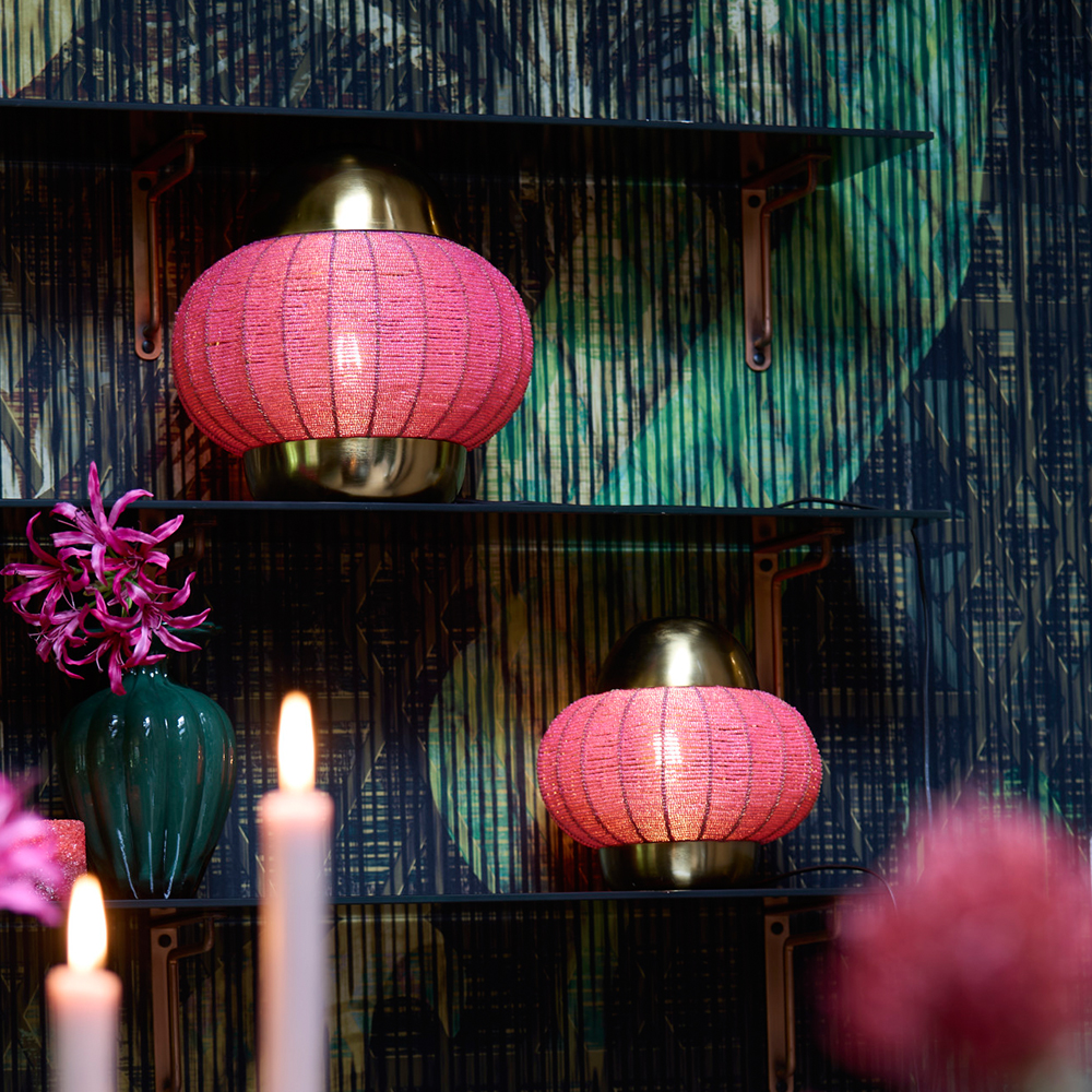 Tischleuchte CETARA von Light & Living Ø25x26 cm Lampe Rosa Perlen-Bronze