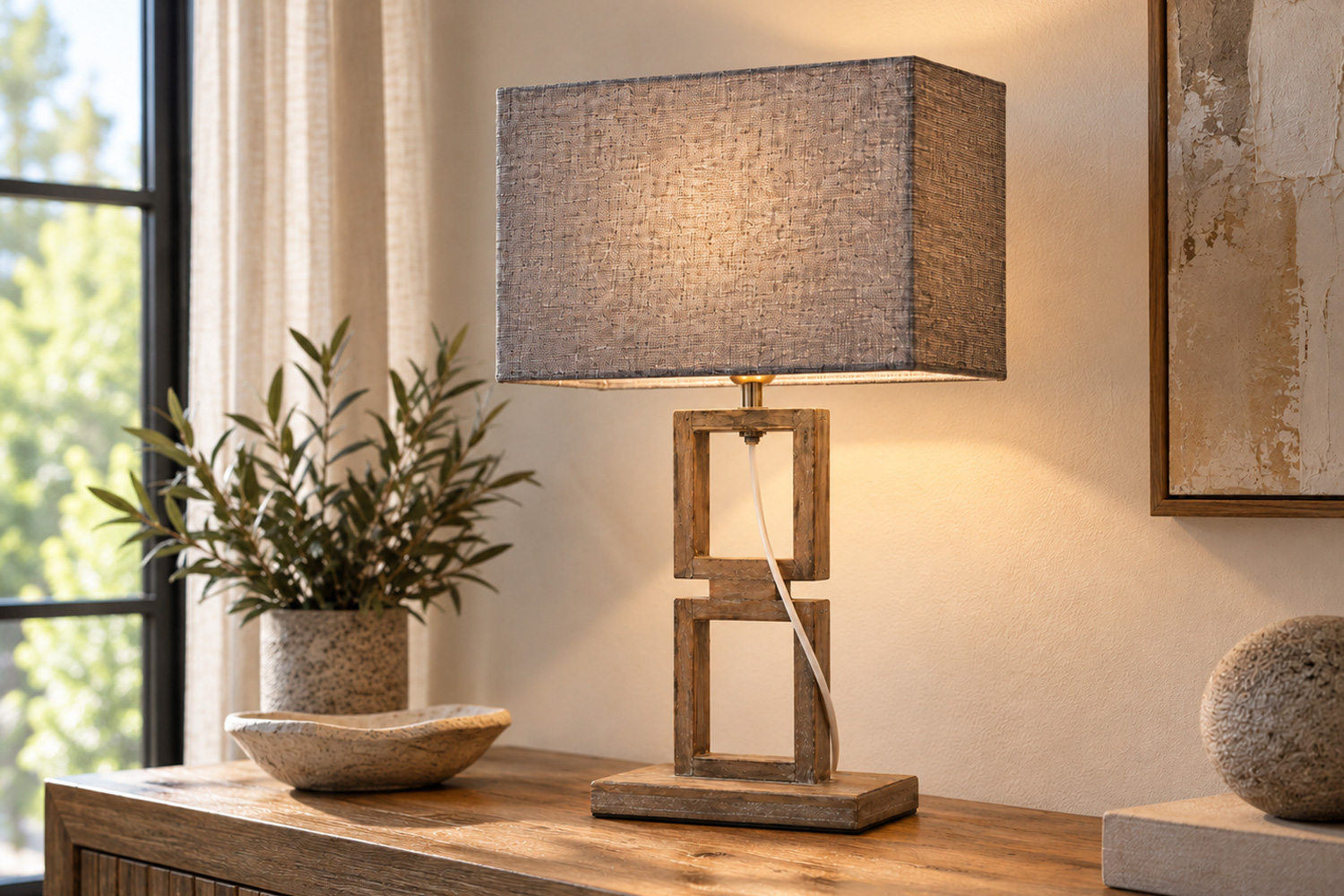 005396-tischlampe-arte-holz-braun-grau_8.jpg Tischleuchte ARTE 28x13x48 cm Lampe Holz Braun-Grau