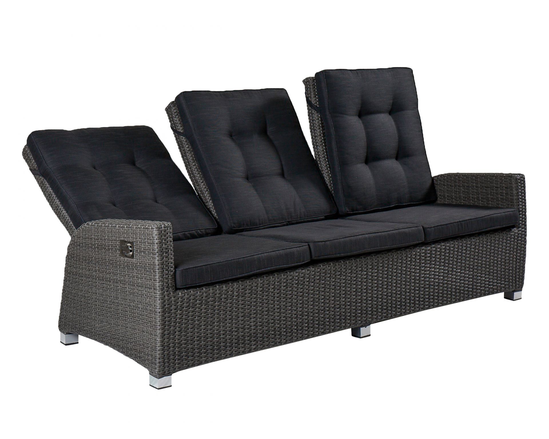 Relaxsofa Kansas 3er Sofa Garten Couch Dreisitzer grau-mix