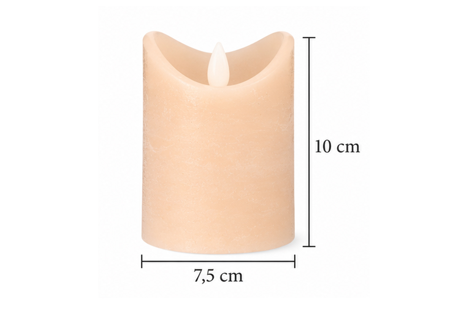 LED-Kerze Ø7,5x10 cm Echtwachs Stumpenkerze Rustikal Timer Beige