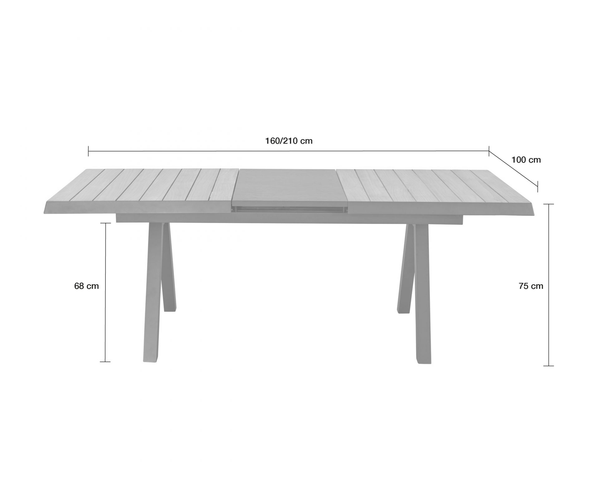 Gartentisch Texas Ausziehtisch mit Synchronauszug Teakholz 160/210x100cm