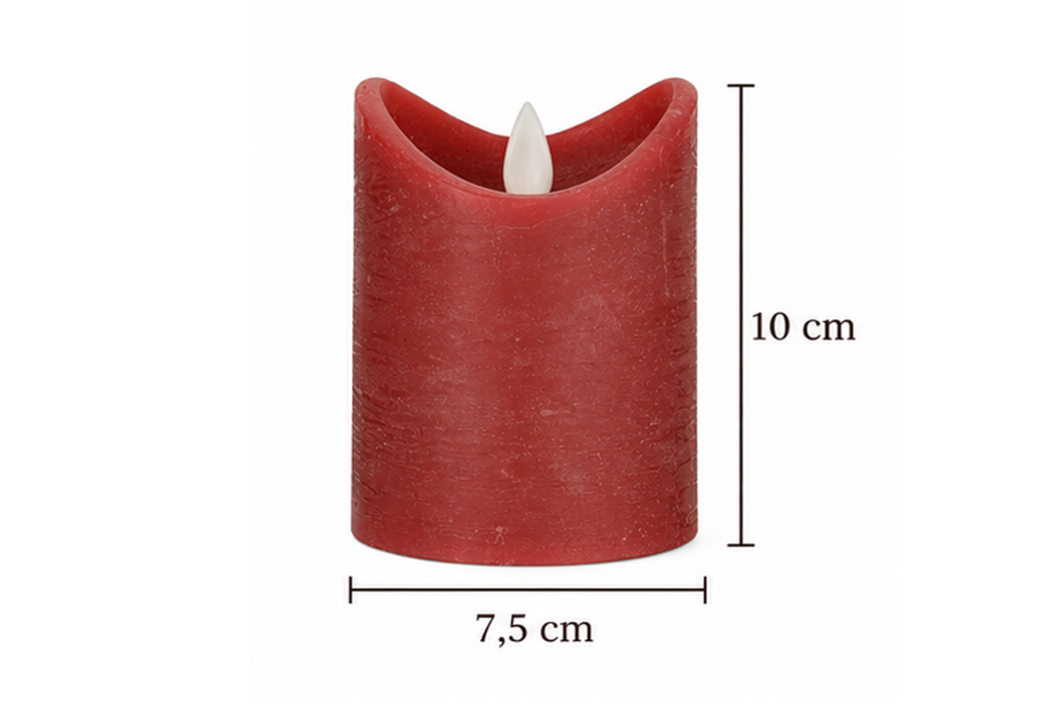 0013399-led-kerzen-echtwachs-stumpenkerze-rustikal-rot_2.jpg LED-Kerze Ø7,5x10 cm Echtwachs Stumpenkerze Rustikal Timer Rot