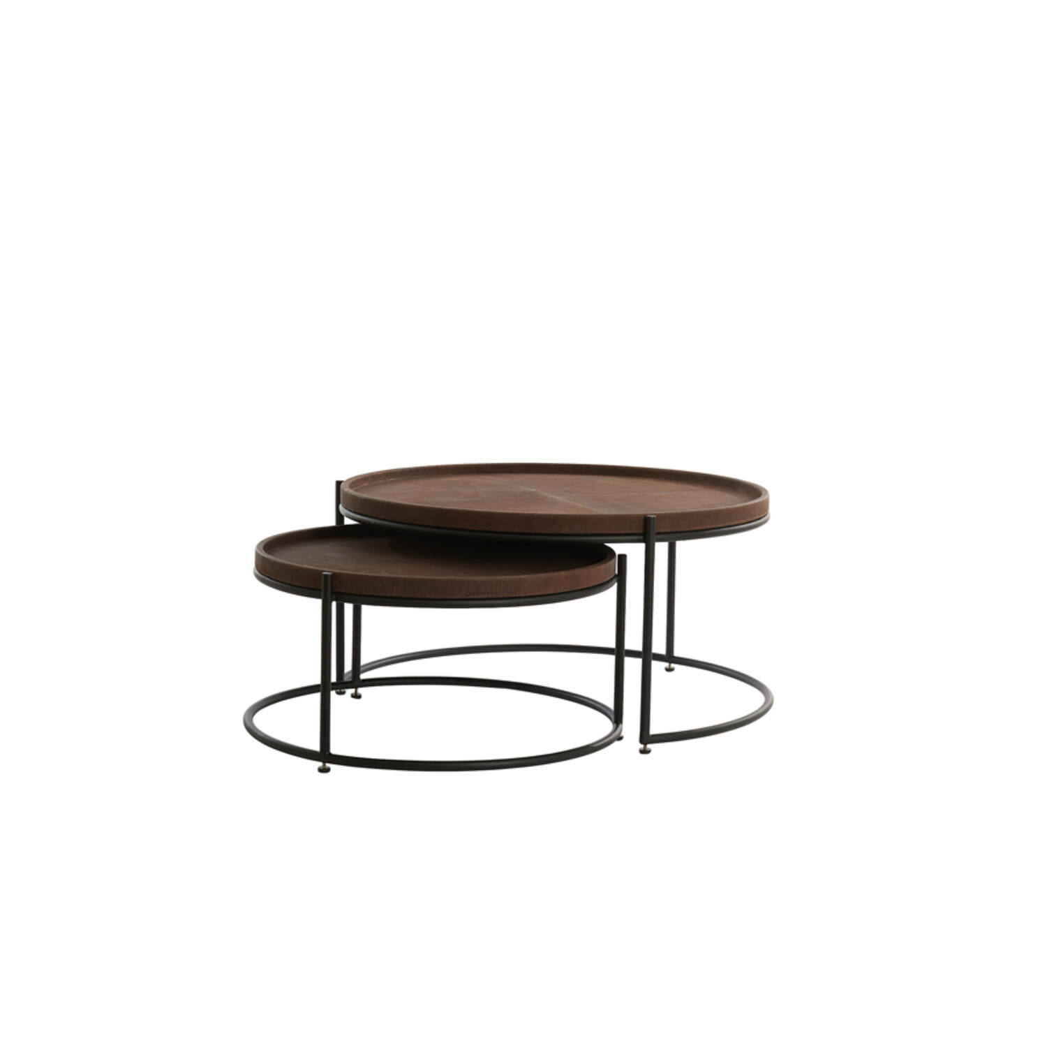 Couchtisch 2er Set JAIRO von Light & Living Wohnzimmertisch Leder braun+schwarz