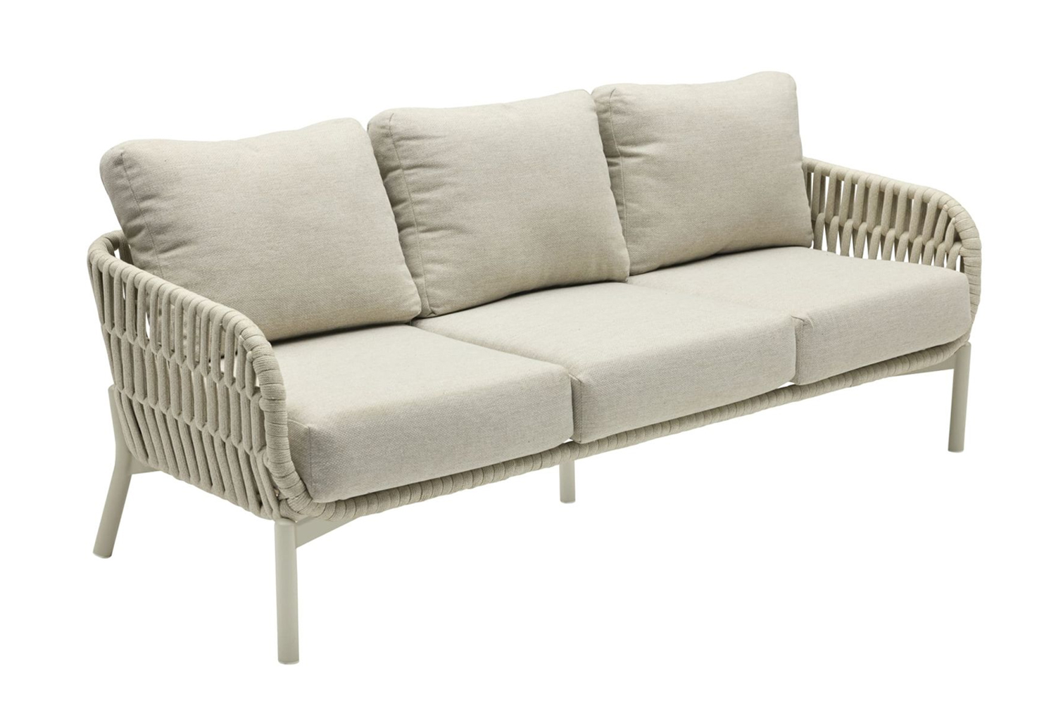 Loungesofa Malte 3-Sitzer Gartensofa mit Polster Relaxsofa Rope Taupe Loungesofa Malte 3-Sitzer Gartensofa mit Polster Relaxsofa Rope Taupe