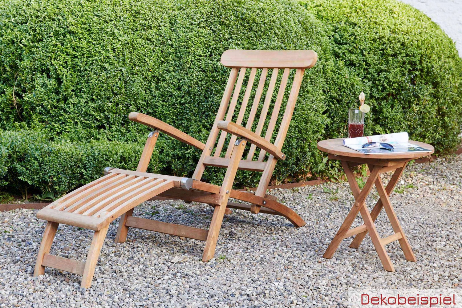 Gartenliege Colorado Deckchair klappbar Teak Natur 160x59x88 cm