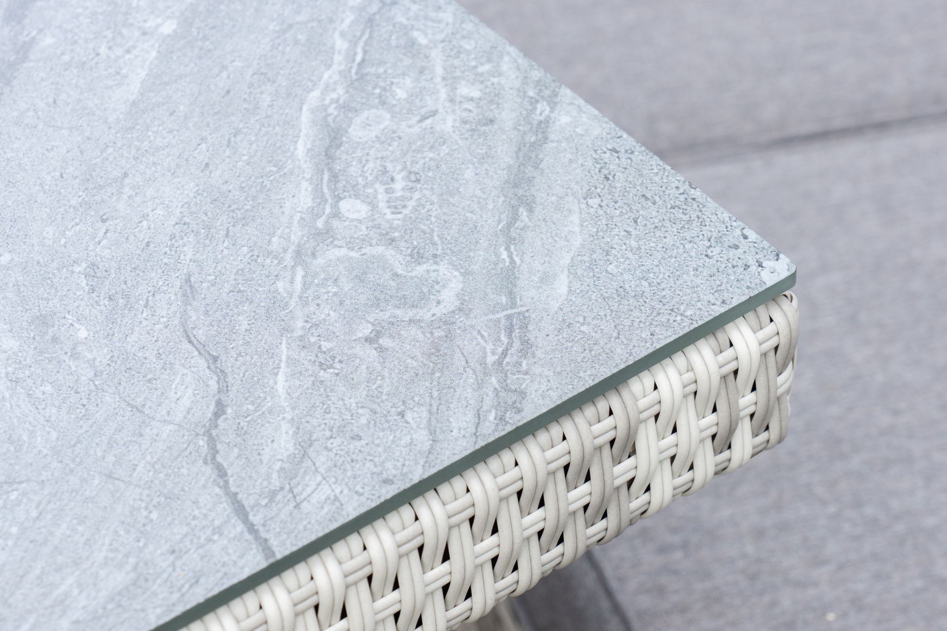 Gartentisch Boston Esstisch Wangentisch Dining Glas-Keramik 192 x 90 cm weiß-grau Gartentisch Boston Esstisch Wangentisch Dining Glas-Keramik 192 x 90 cm weiß-grau