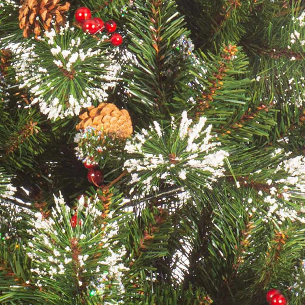 Künstlicher Weihnachtsbaum verschneit 120 cm mit Beleuchtung, Topf und Schmuck Tannenbaum Christbaum