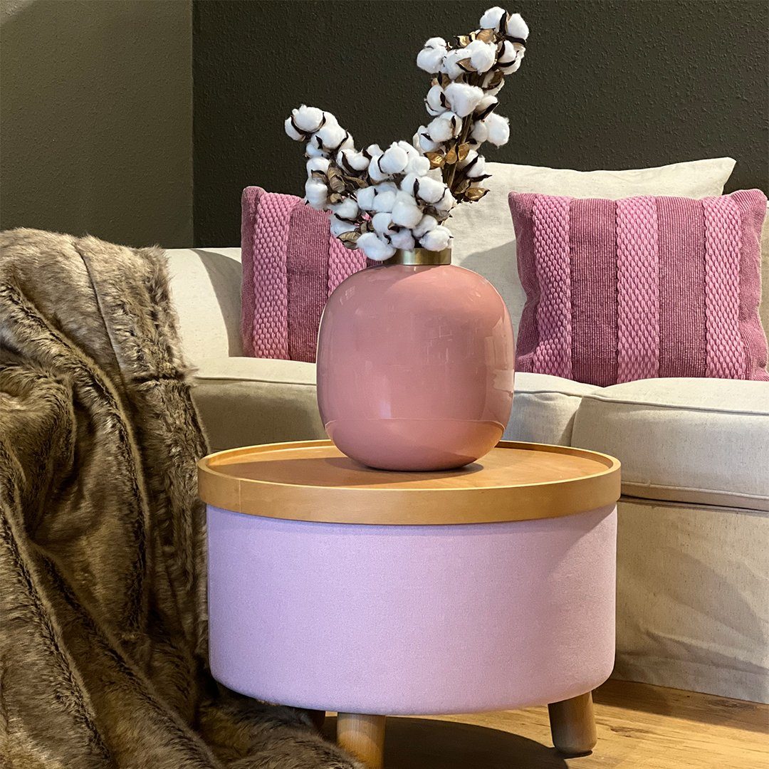 Molde Hocker Beistelltisch mit Tablett Ø50x40cm Rosa