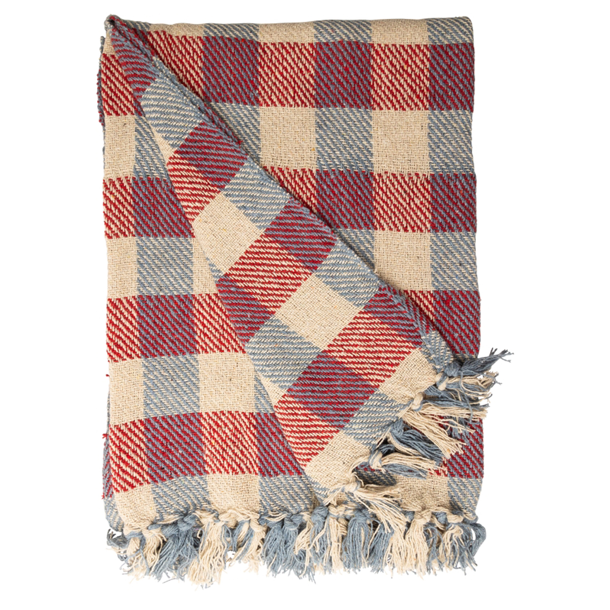Decke Überwurf Würfel 100% Baumwolle 130x180 cm Skandinavisch Blau-Rot Decke Überwurf Würfel 100% Baumwolle 130x180 cm Skandinavisch