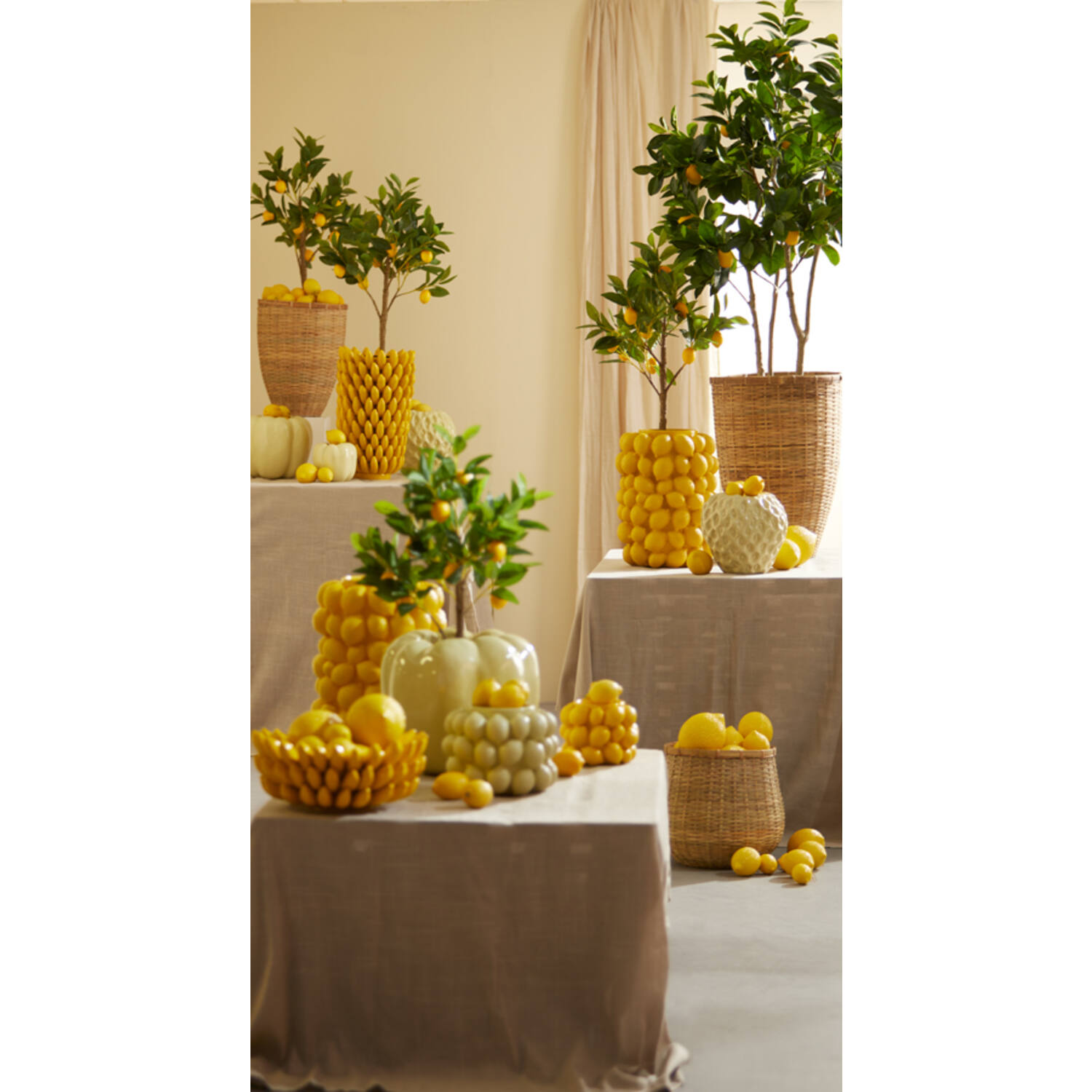 Dekovase Vase STRAWBERRY von Light & Living Blumenvase Bodenvase Glänzend Gelb 35x34x33 cm