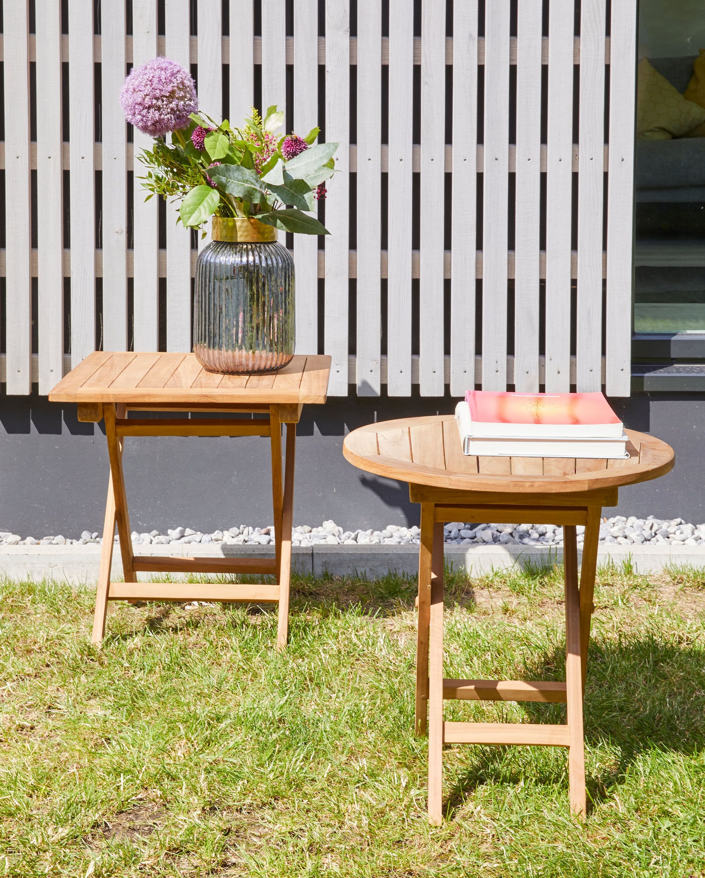 Klapptisch Ela Teak Beistelltisch rund Gartenmöbel Ø50x50cm Klapptisch Ela Teak Beistelltisch rund Gartenmöbel Ø50x50cm