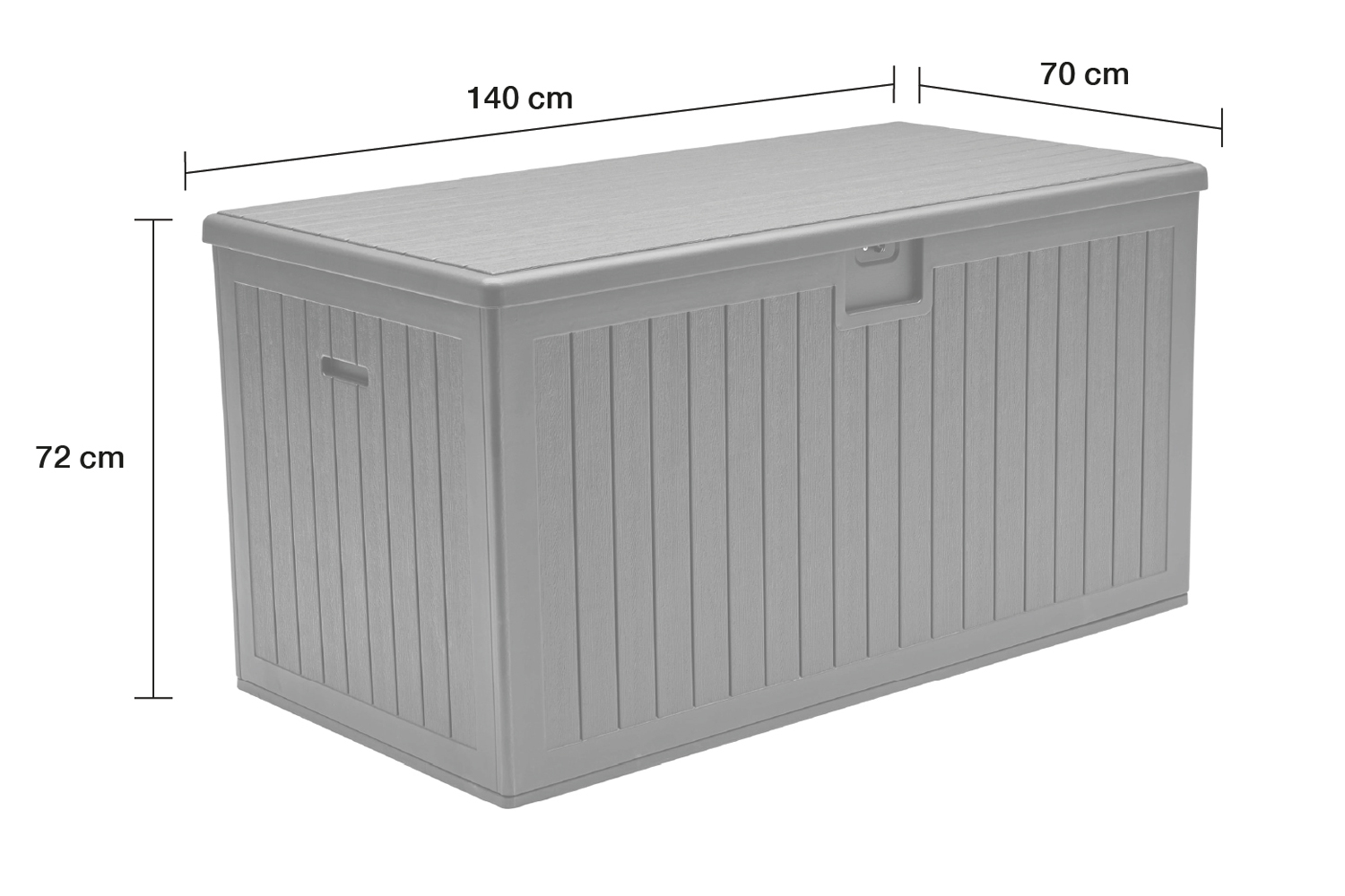 Aufbewahrungsbox Lilo Kissenbox Gartentruhe 140x70 cm Holzmaserung Schwarz
