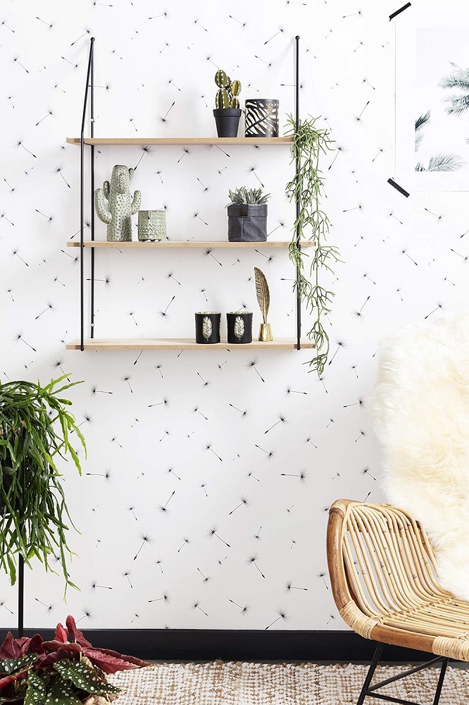 LIFA LIVING Schweberegal Alicante Holz Metall Modernes Wandregal mit 3 Etagen Boden Hängeregal 65 x 17 x 84 cm