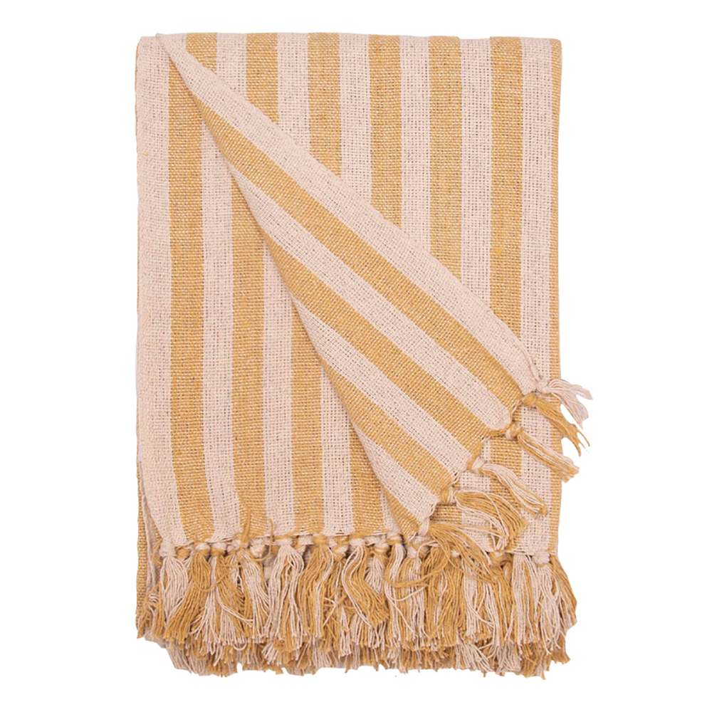 Decke Überwurf Streifen Design 100% Baumwolle 130x180 cm Skandinavisch