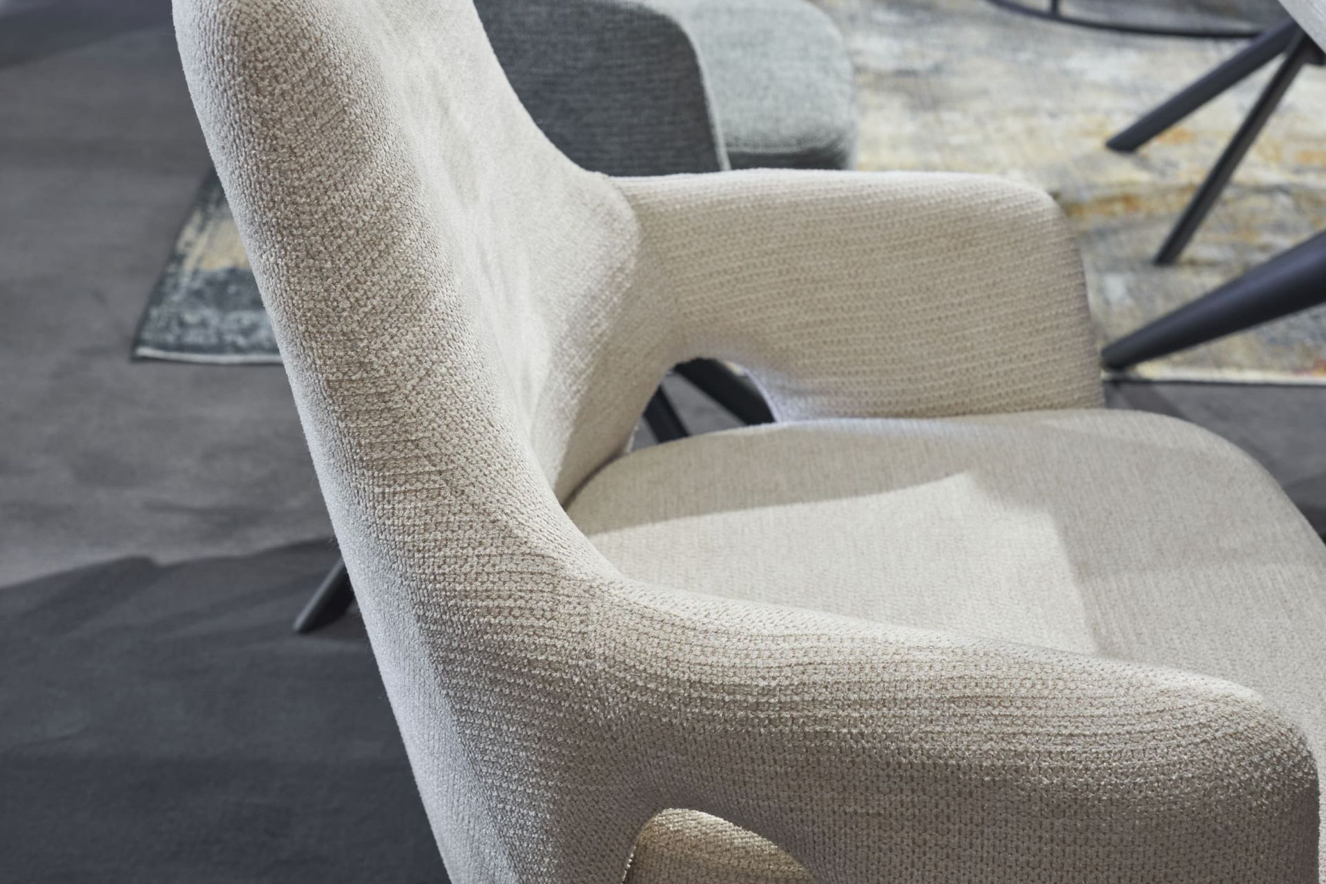 Esszimmerstuhl Merlin Drehstuhl Webstoff Creme Polsterstuhl Armlehnstuhl Sessel