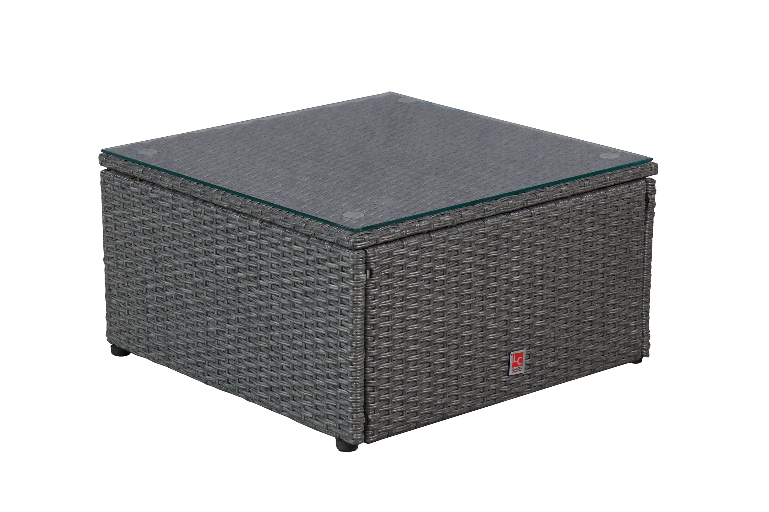 Gartenlounge Ecksofa Balkonset Manila Gartenset mit Tisch + Hocker grau-mix