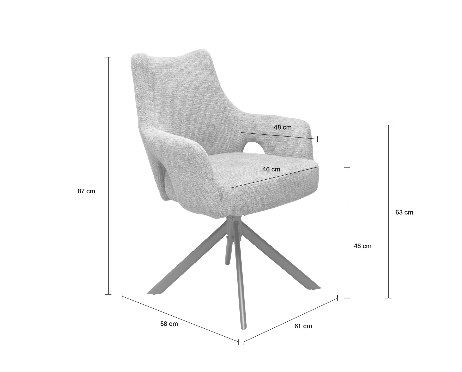 Esszimmerstuhl Merlin Drehstuhl Webstoff Creme Polsterstuhl Armlehnstuhl Sessel