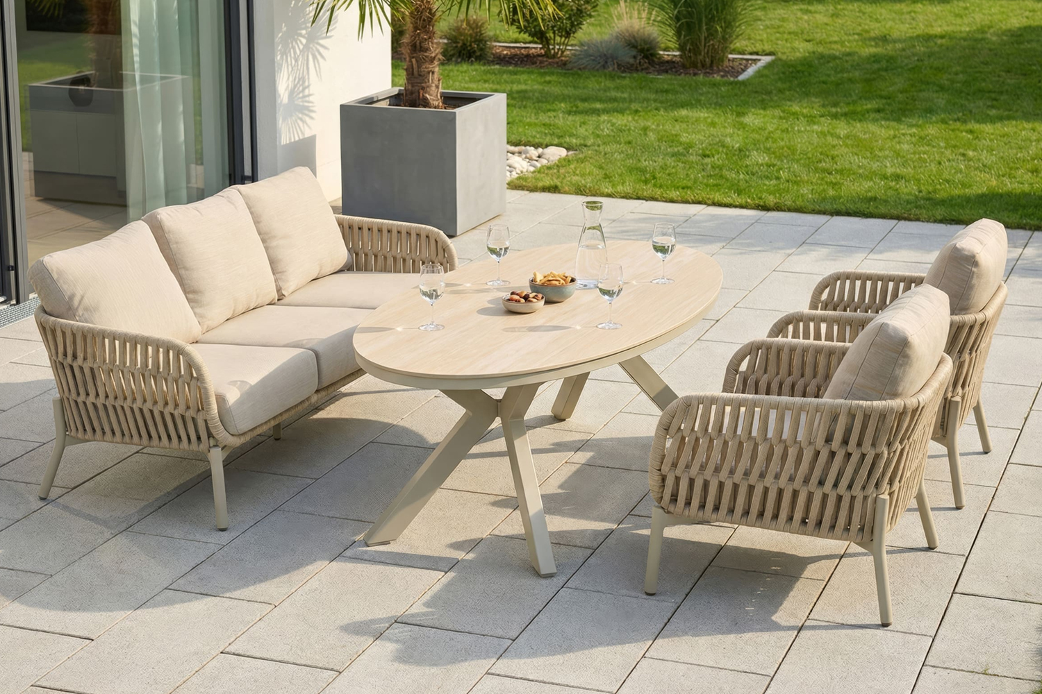 Gartentisch Malte Esstisch Terrassentisch 220x120x69cm Aluminium/sintered stone Taupe Gartentisch Malte Esstisch Terrassentisch 220x120x69cm Aluminium/sintered stone Taupe