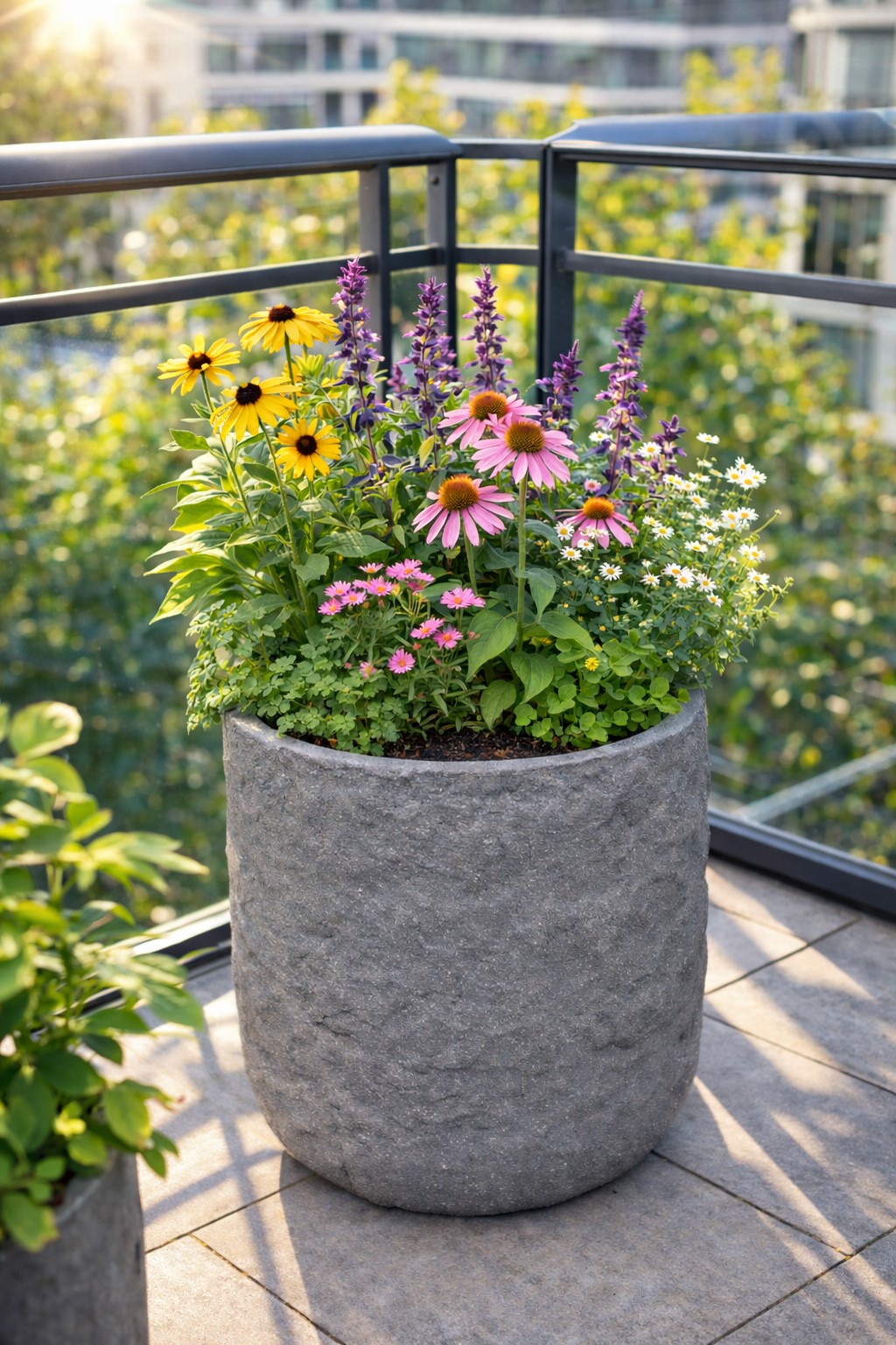 Pflanzgefäß The Rock Pflanzkasten Blumenkasten 36x33 cm Steinoptik Grau