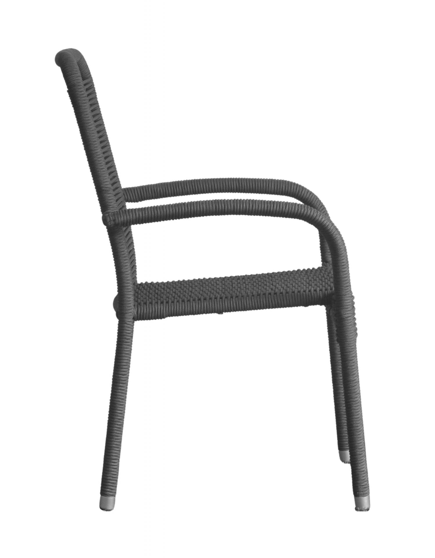 Stapelstuhl Aires Gartenstuhl Armlehnenstuhl Balkonstuhl grau Rope Geflecht
