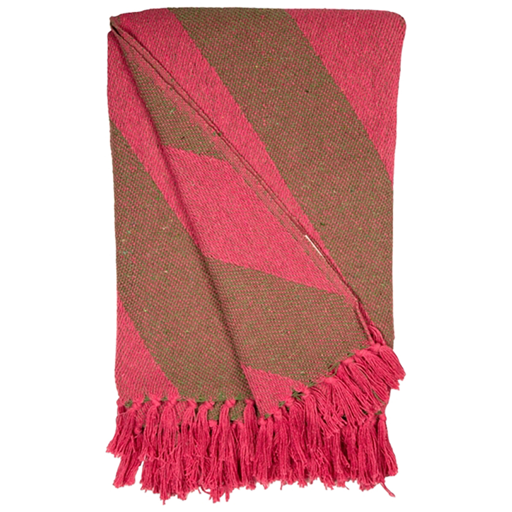 Decke Überwurf diagonale Streifen 100% Baumwolle 130x170 cm Skandinavisch Pink/Grün Decke Überwurf diagonale Streifen 100% Baumwolle 130x170 cm Skandinavisch