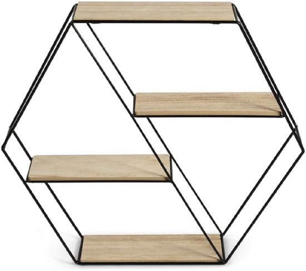 LIFA LIVING Wandregal Marbella Metall Holz Hängeregal 58x11x51 cm