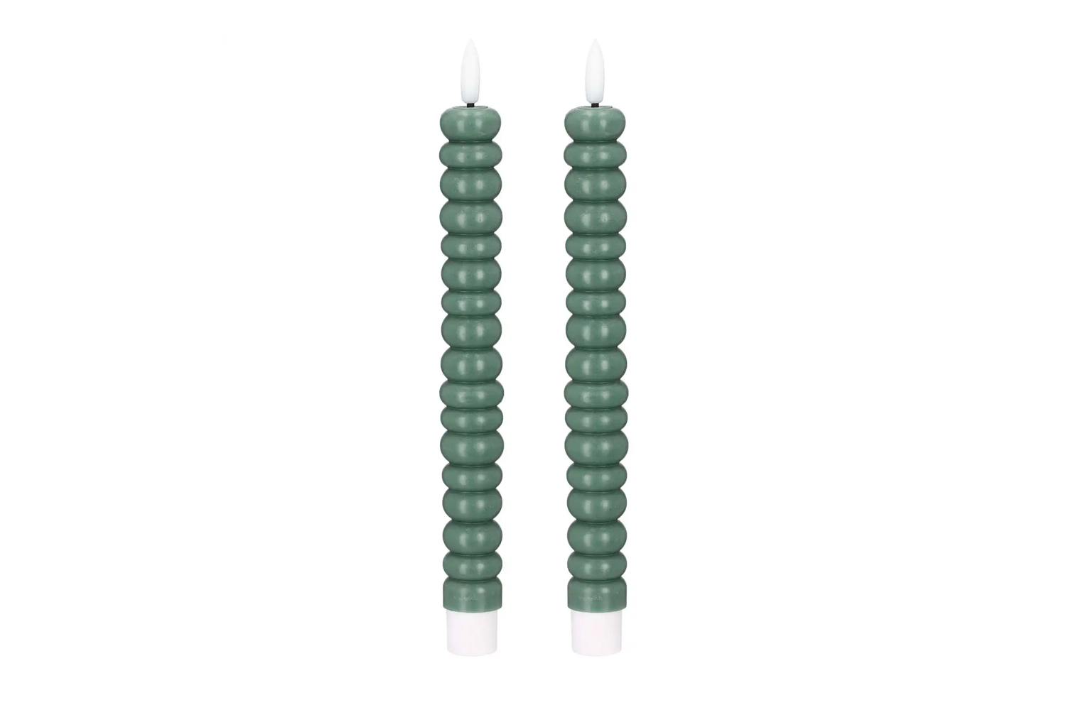 LED-Stabkerzen 2er Set Ø2,2x22 cm Dinnerkerze Timer Dunkelgrün