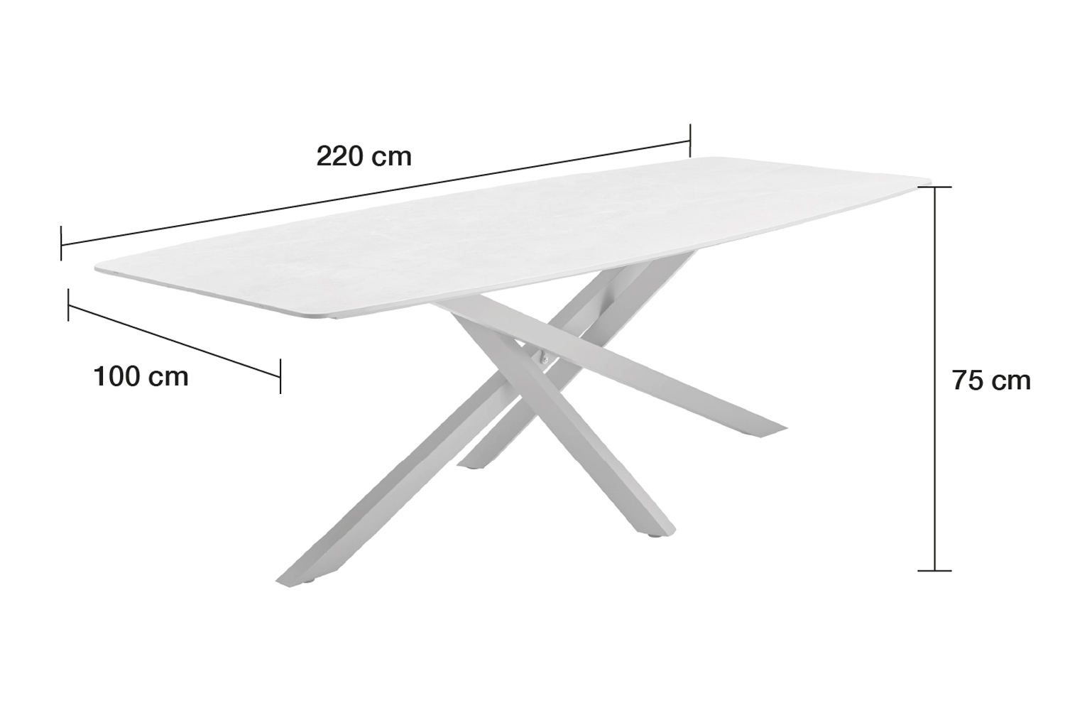 Gartentisch Concord Esstisch Terrassentisch 220x100x75cm sintered stone Taupe-Beige