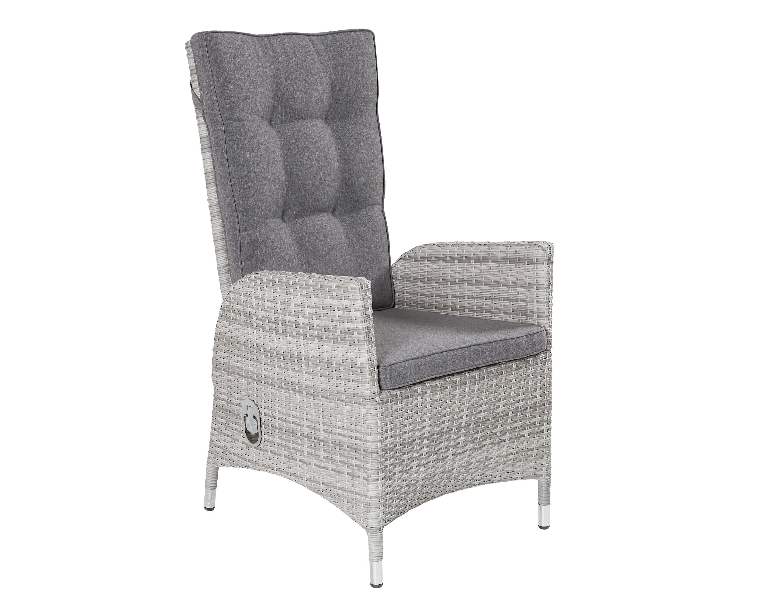 Dining Positionsstuhl Boston Verstellsessel Gartenstuhl Esstischstuhl weiß-grau Dining Positionsstuhl Boston Verstellsessel Gartenstuhl Esstischstuhl weiß-grau