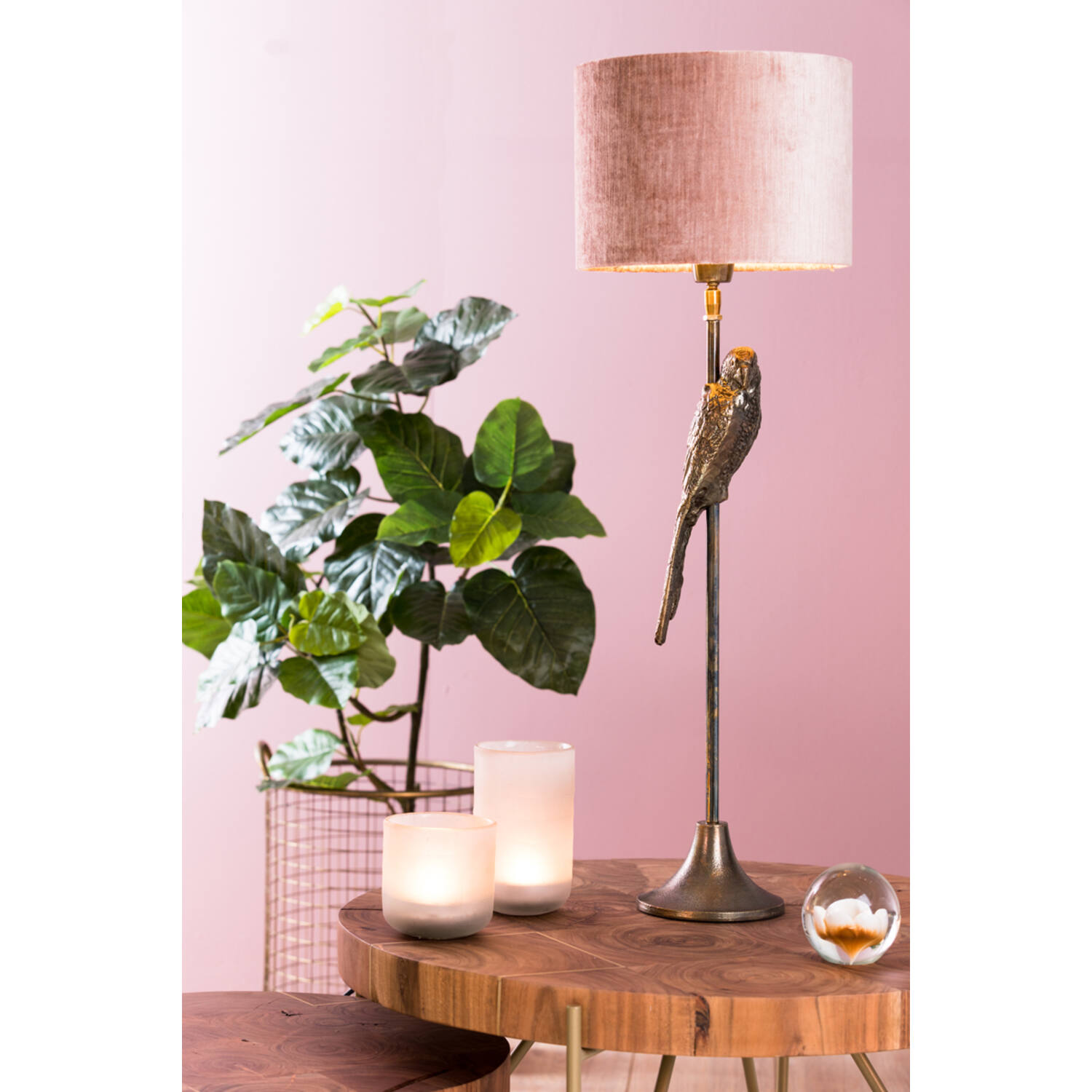 Lampenschirm Zylinder GEMSTONE von Light & Living Ø40x30 cm Samt Altrosa