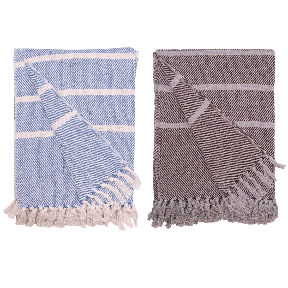 Decke Überwurf Streifen Design 100% Baumwolle 130x180 cm Skandinavisch Decke Überwurf Streifen Design 100% Baumwolle 130x180 cm Skandinavisch Grau/Kaffee