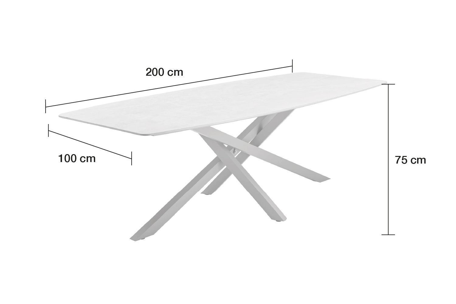 Gartentisch Concord Esstisch Terrassentisch 200x100x75cm sintered stone Taupe-Beige