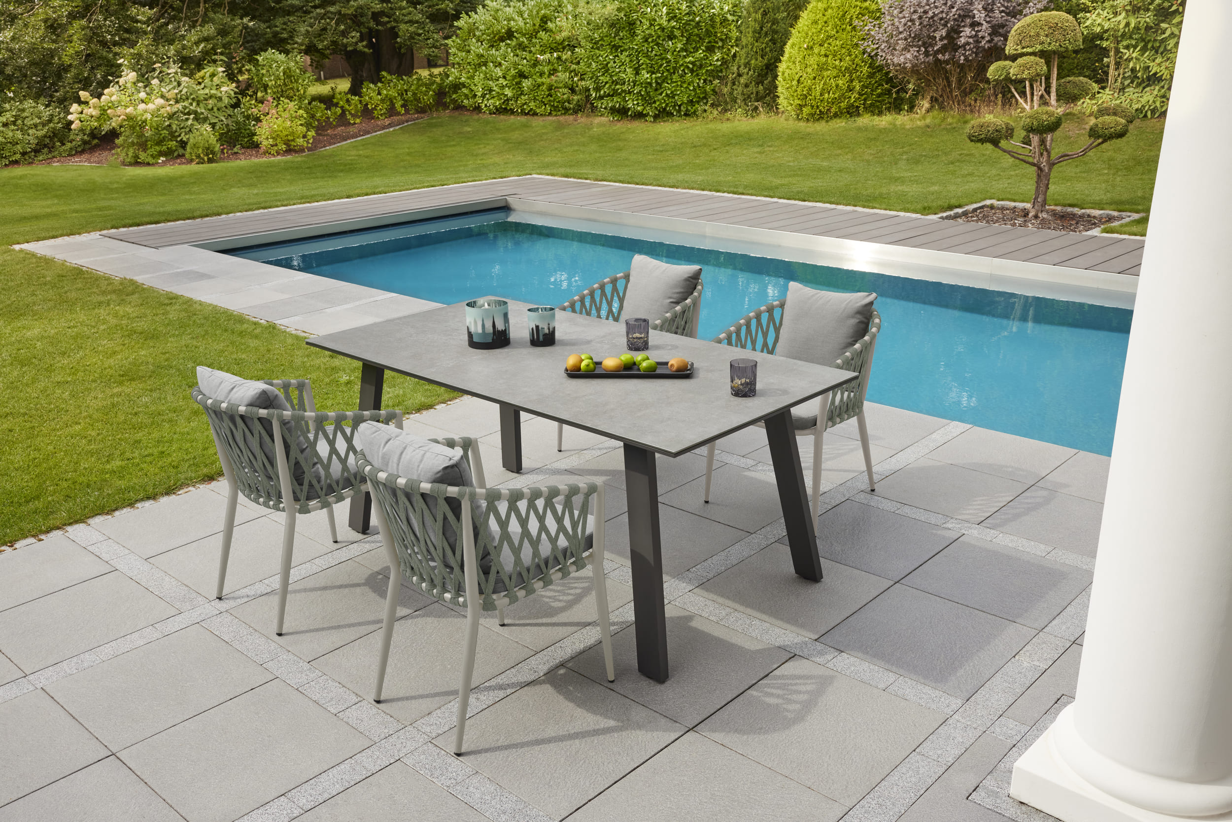 Stapelstuhl Gartenstuhl Armlehnenstuhl Vienna Rope taupe-grün