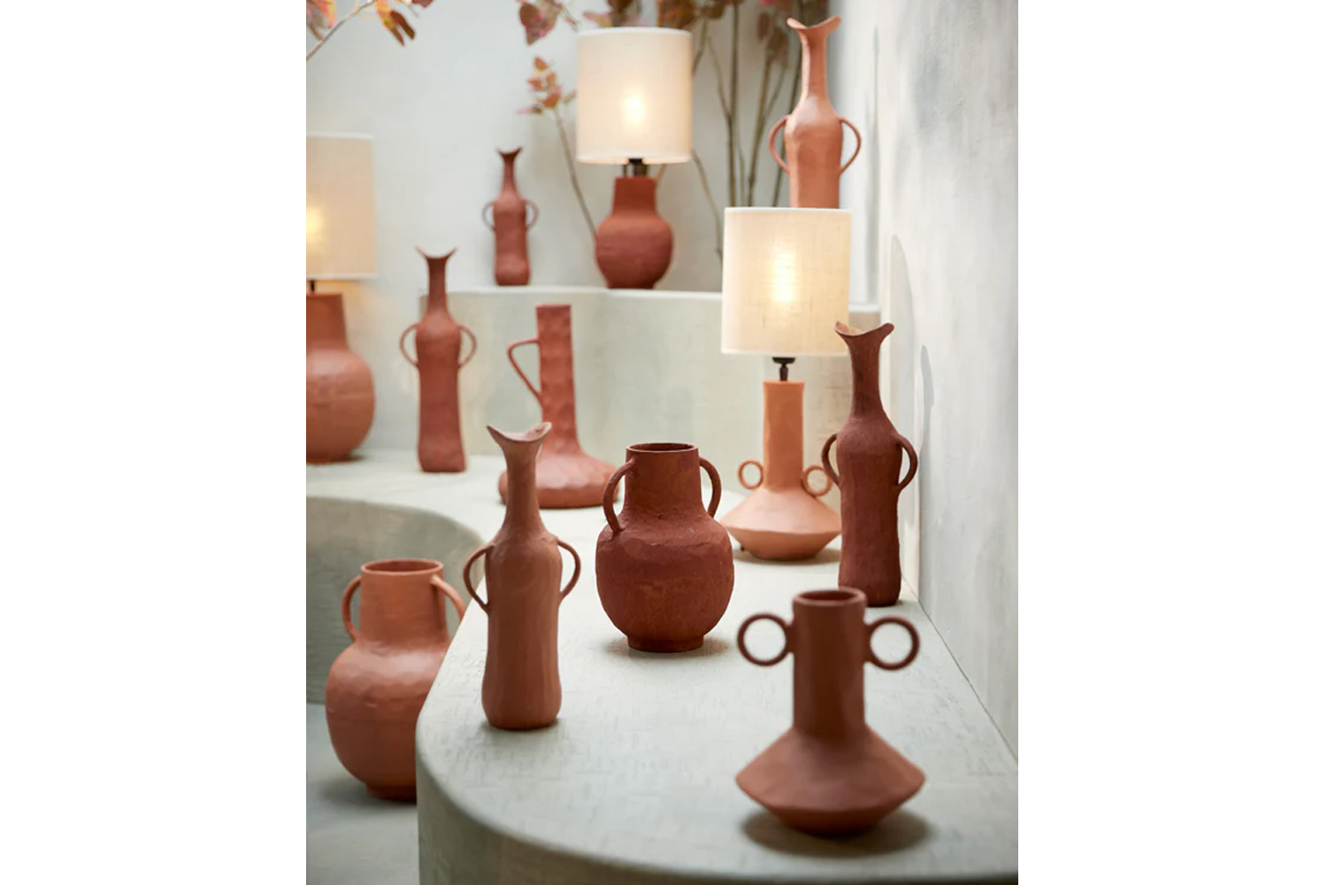 Dekovase Vase ANCONI von Light & Living Blumenvase 15x9,5x40 cm Steinrot