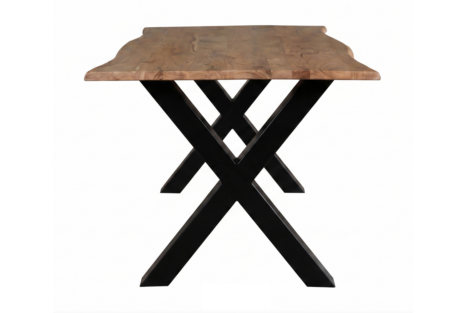 Esstisch Madrid 160x85 cm Massivholz Baumkante X-Beine Holztisch Akazienholz