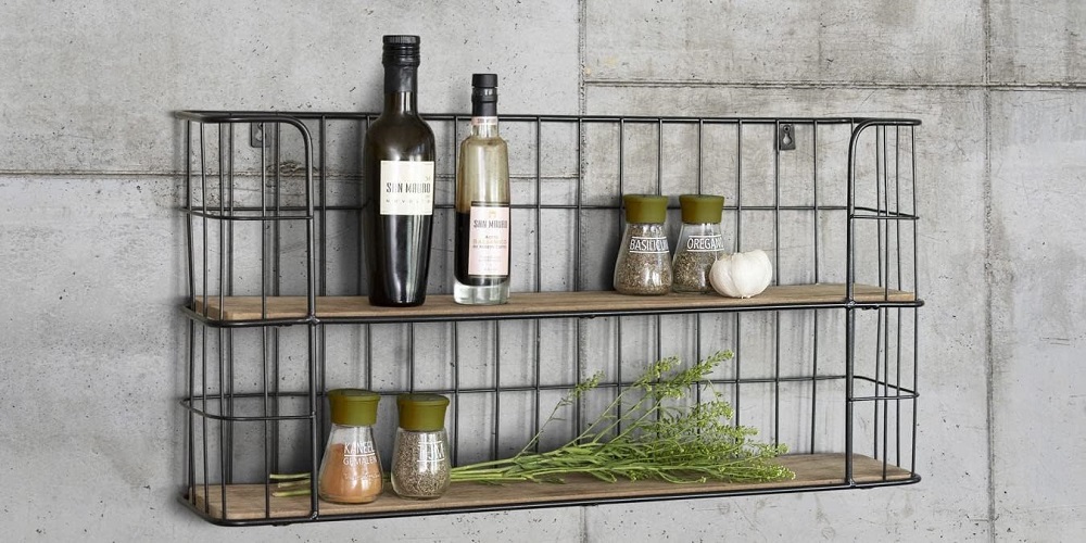 LIFA LIVING Schweberegal Malaga Holz Metall Wandregal mit 4 Etagen Hängeregal 66,5 x 14,3 x 33,6 cm LIFA LIVING Schweberegal Malaga Holz Metall Wandregal mit 4 Etagen Hängeregal 66,5 x 14,3 x 33,6 cm