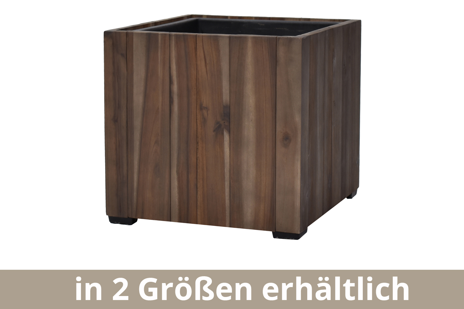 Pflanzgefäß Colorado 4 Pflanzkasten Blumenkasten Akazienholz 28x28 cm mit Einsatz