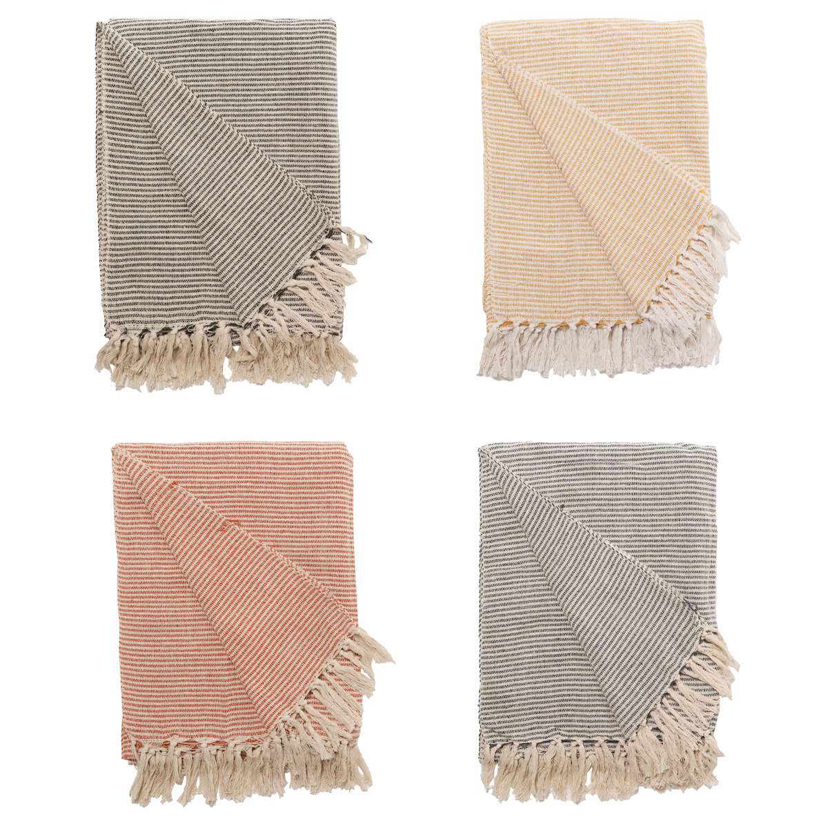 Decke Überwurf Flechten 100% Baumwolle 130x180 cm Skandinavisch Natur-Orange