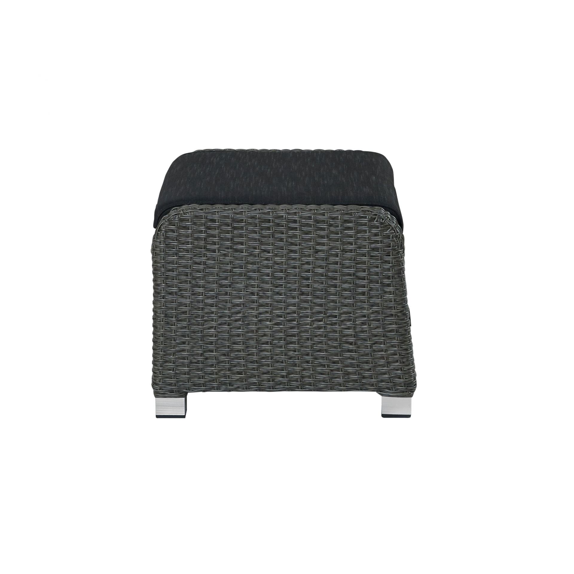 Hocker Fußbank Kansas, grau-mix, Rattanoptik, Garten, wetterfest Hocker Fußbank Kansas, grau-mix, Rattanoptik, Garten, wetterfest