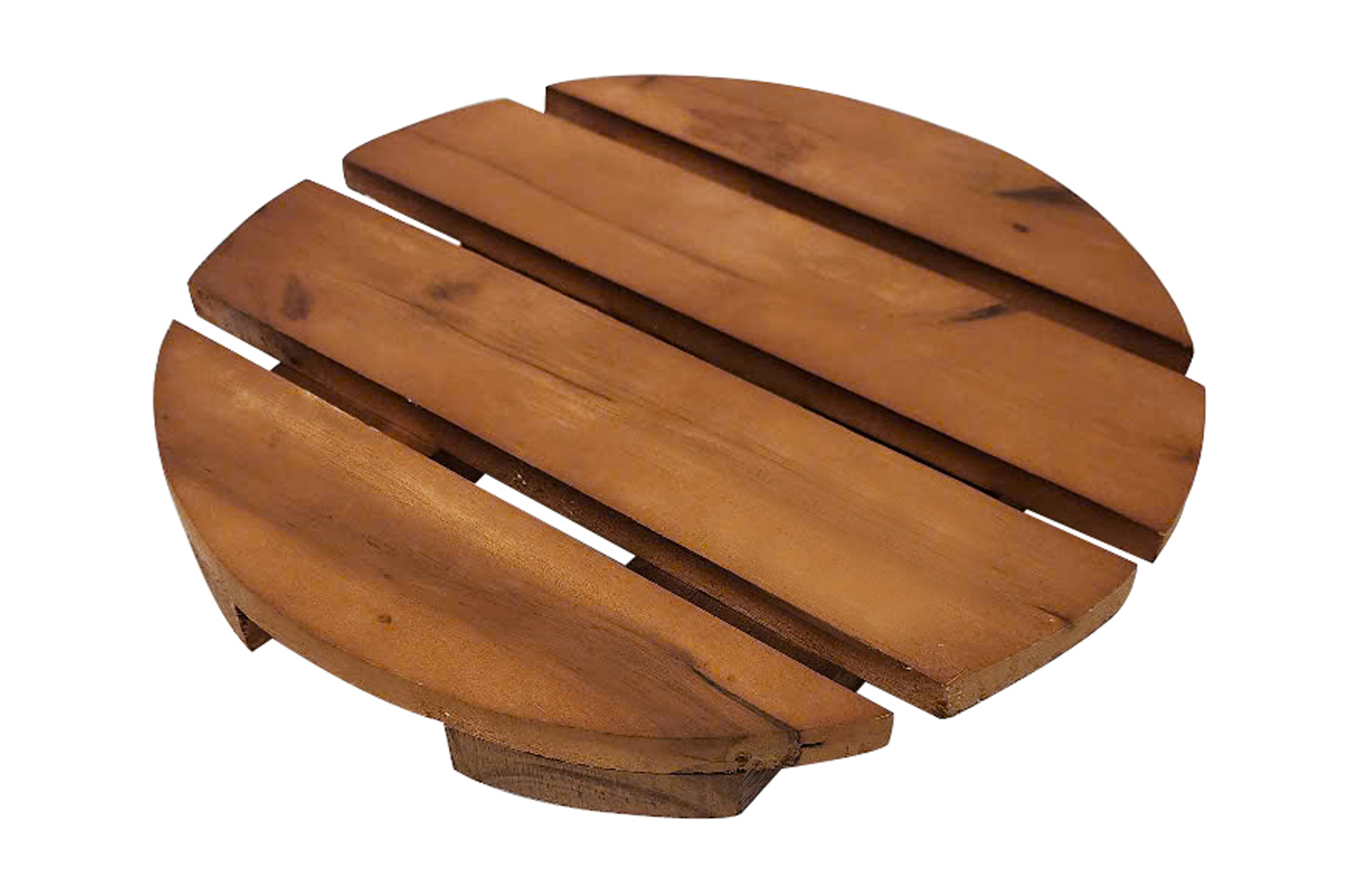 Pflanzenroller Blumenroller mit versteckten Rollen rund Akazienholz Ø40 cm