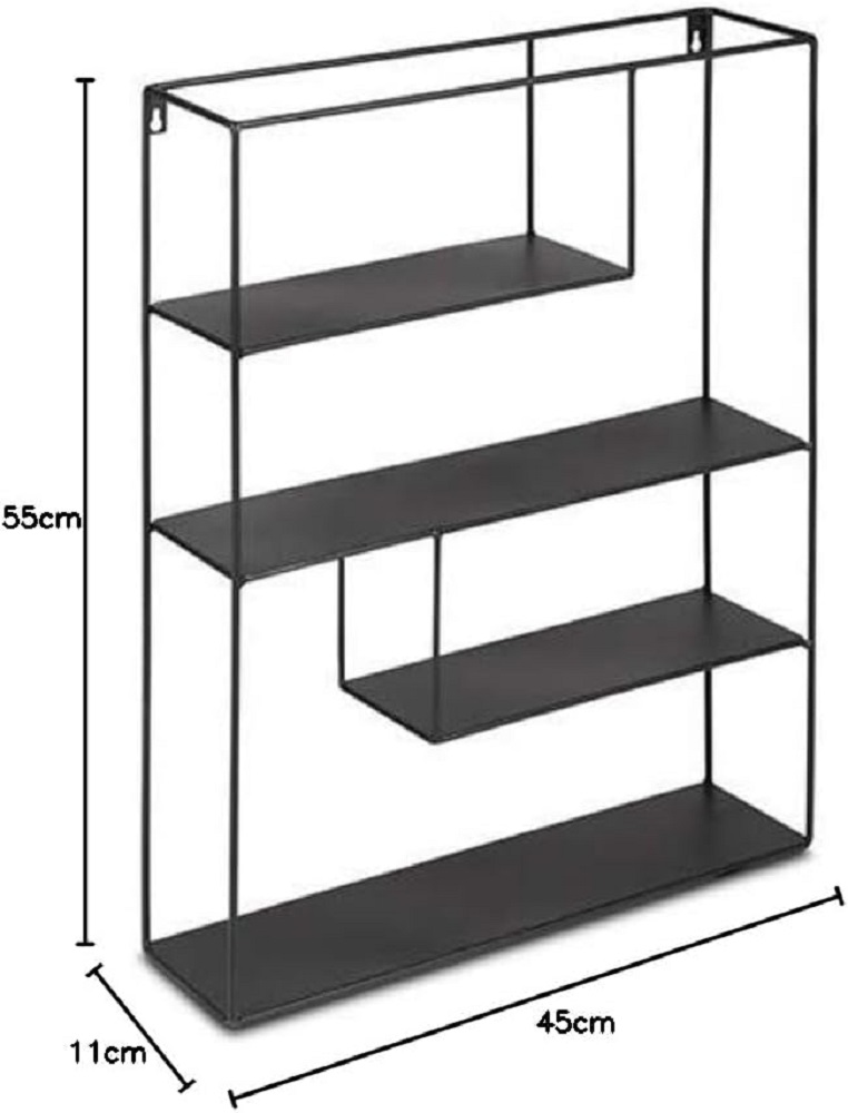 LIFA LIVING Wandregal Bilbao schwarzem Metall Hängeregal Industrie Design 4 Etagen 55 x 45 x 11 cm