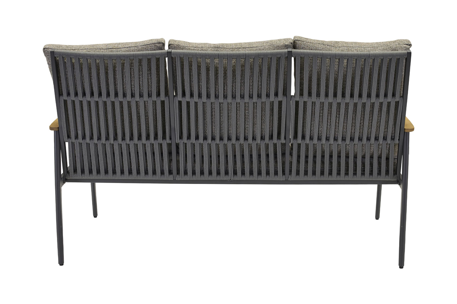 Loungesofa Phoenix 3-Sitzer 160cm Gartensofa mit Polster Teak Rope Anthrazit Loungesofa Phoenix 3-Sitzer 160cm Gartensofa mit Polster Teak Rope Anthrazit