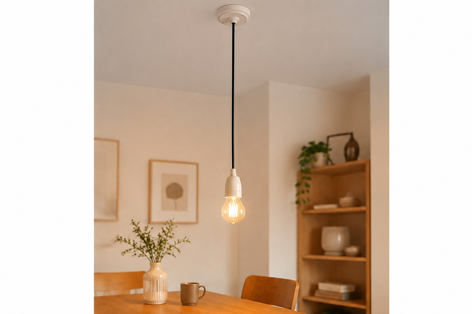 Pendelleuchte ETH Vintage Lampenaufhängung Lampenfassung E27 Keramik Schwarz