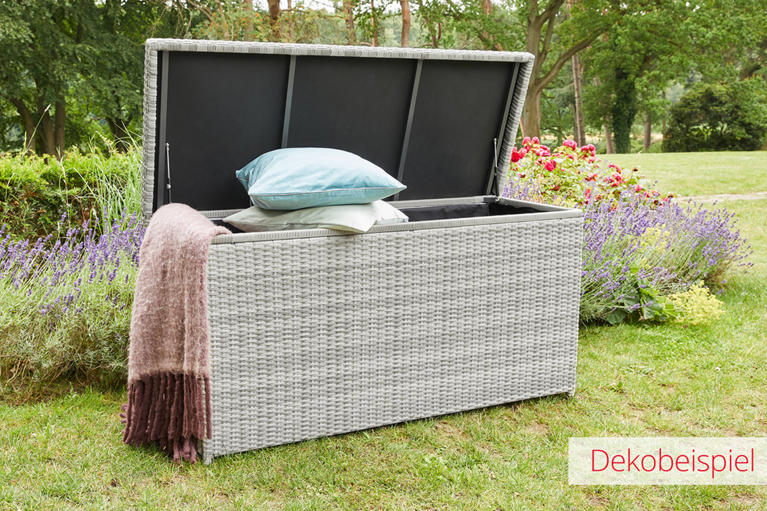 Aufbewahrungsbox Boston Kissenbox Gartentruhe 152x68 cm Weiß-Grau Aufbewahrungsbox Boston Kissenbox Gartentruhe 152x68 cm Weiß-Grau