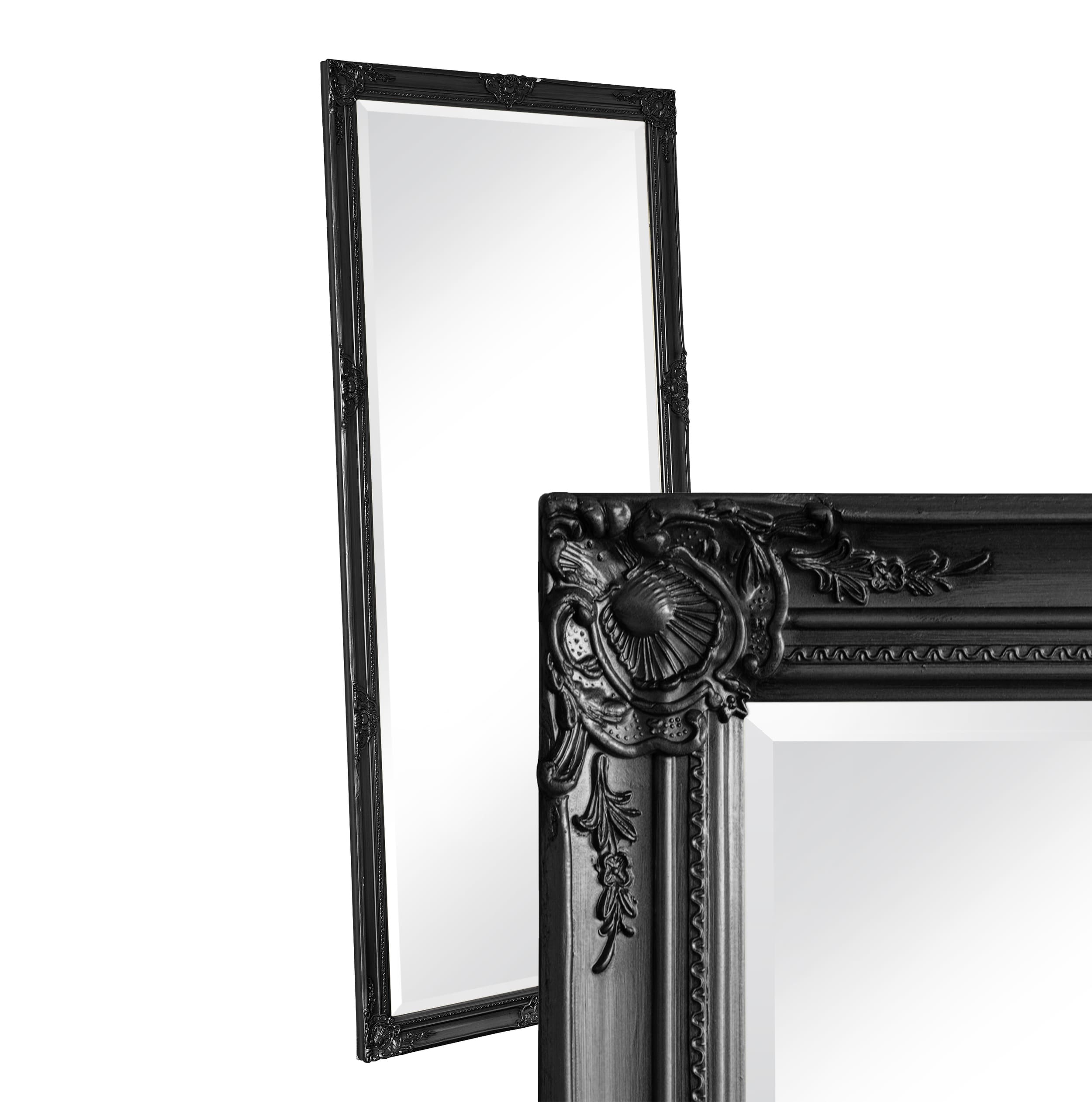 Wandspiegel Barock Schwarz 180x80 cm XL Spiegel Antik-Stil Ganzkörperspiegel Wandspiegel Barock Schwarz 200 x 100 cm XXL Spiegel Antik-Stil Ganzkörperspiegel