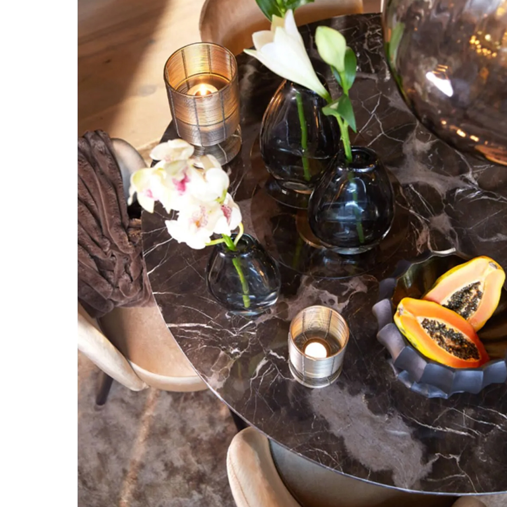 Esstisch YNEZ von Light & Living Ø100x78 cm Tisch Brauner Marmor + Braun Esstisch YNEZ von Light & Living Ø100x78 cm Tisch Brauner Marmor + Braun